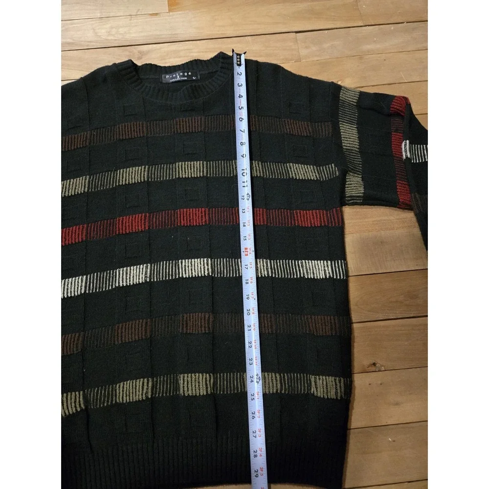 Vintage 90s Protégé Collection Striped Knit Sweater L Black Multicolor Retro - Picture 4 of 9